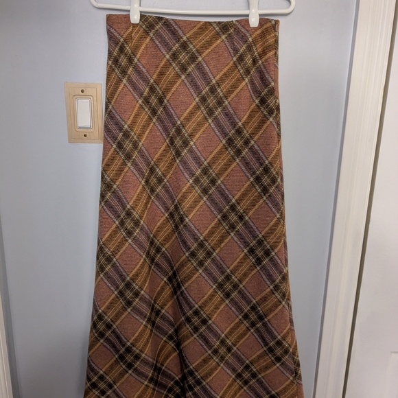 Laura Ashley Dresses & Skirts - VINTAGE WOOL Laura Ashley Tan and Brown Maxi A-Line Skirt